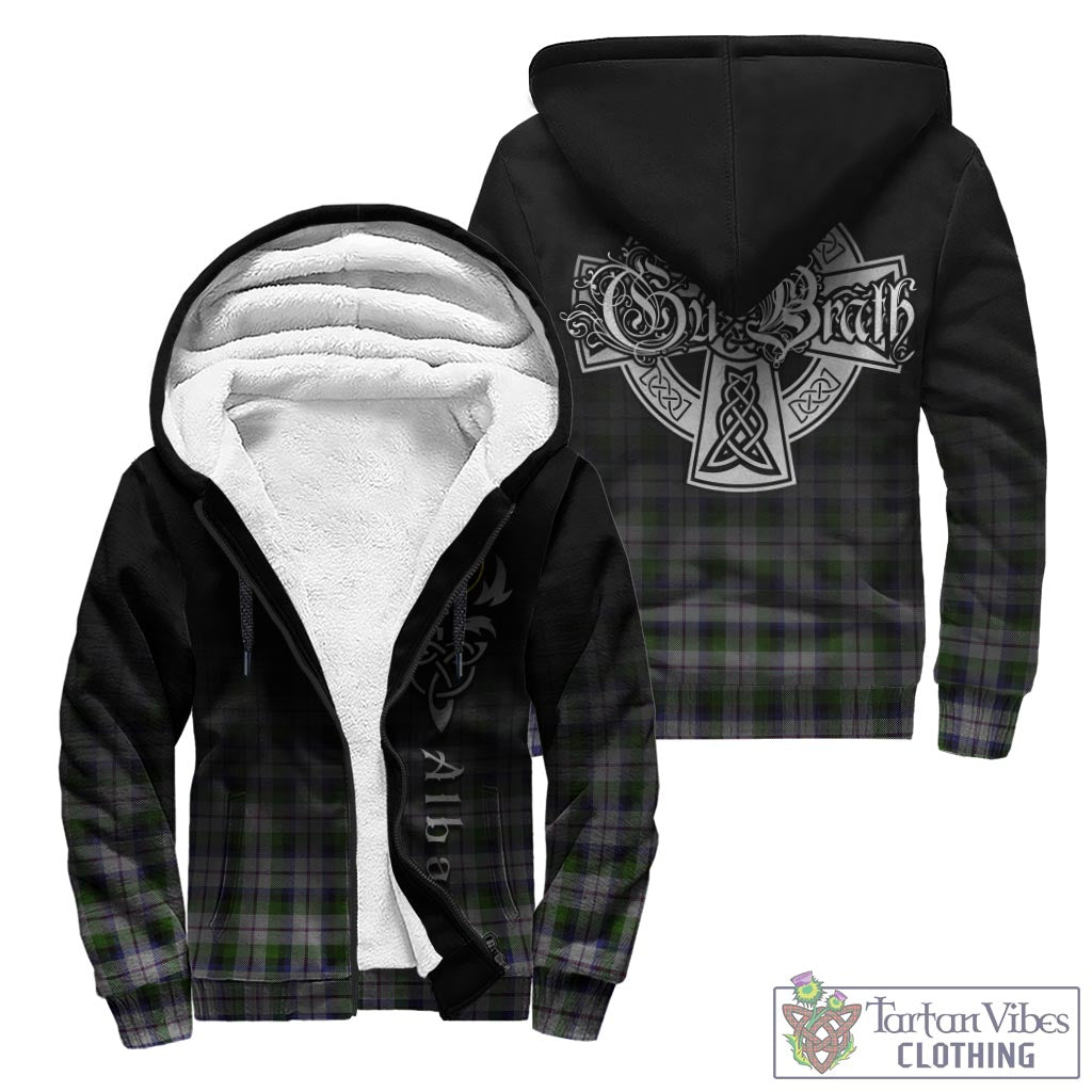 Tartan Vibes Clothing MacNaughton Dress Tartan Sherpa Hoodie Featuring Alba Gu Brath Family Crest Celtic Inspired