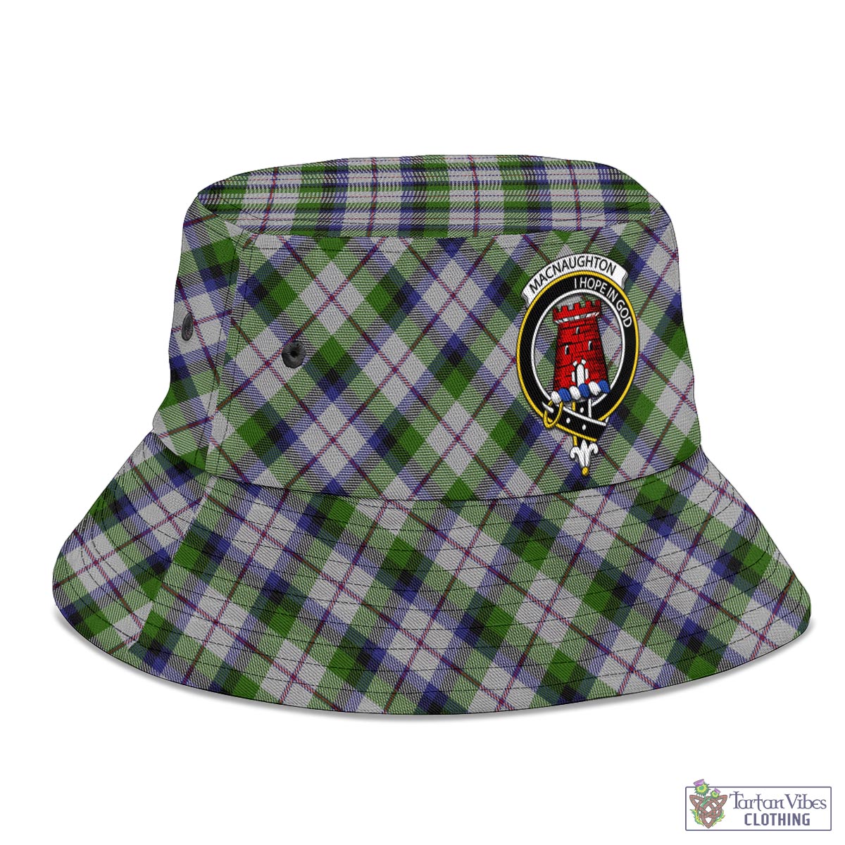 Tartan Vibes Clothing MacNaughton Dress Tartan Bucket Hat with Family Crest