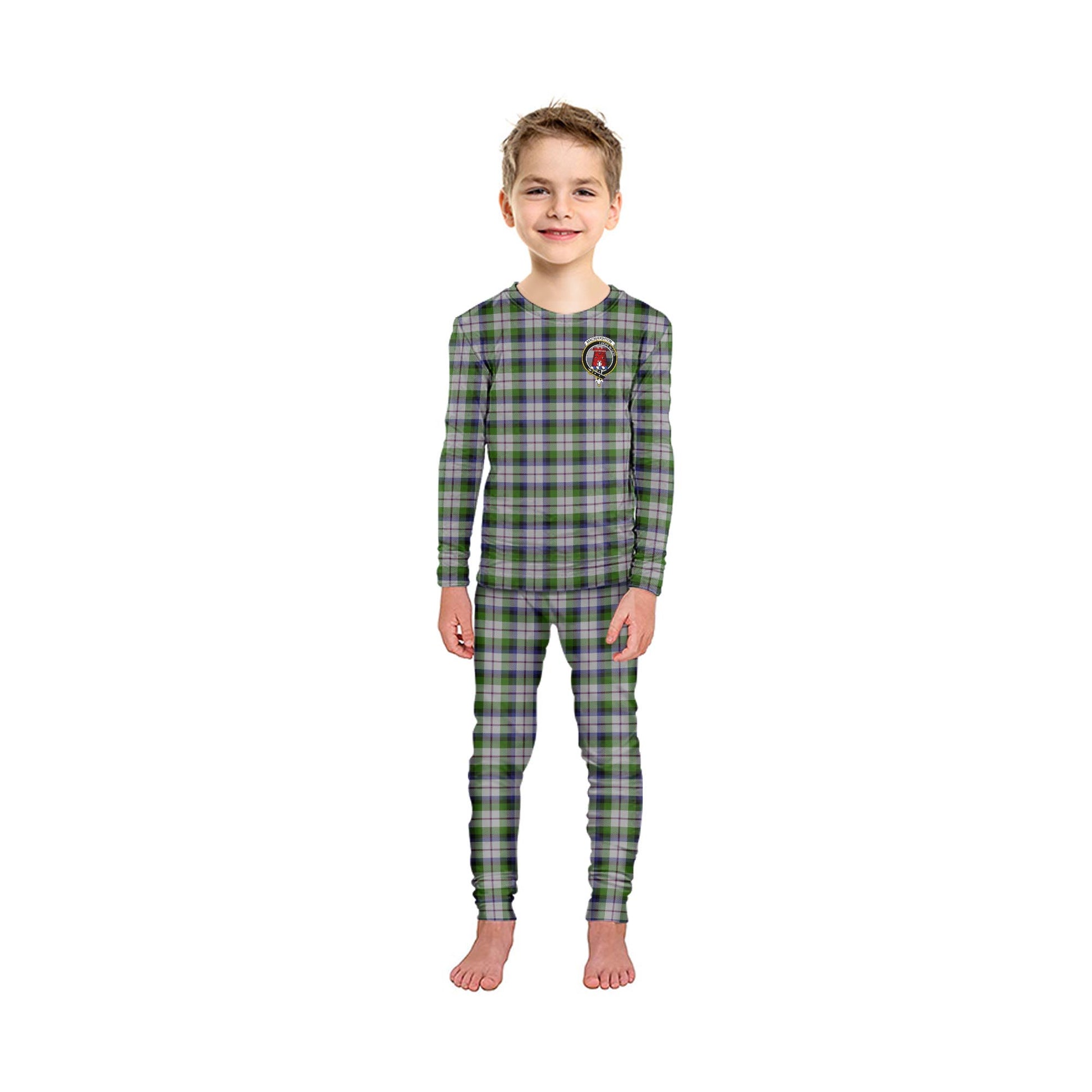 MacNaughton Dress Tartan Pajamas Family Set with Family Crest - Tartanvibesclothing