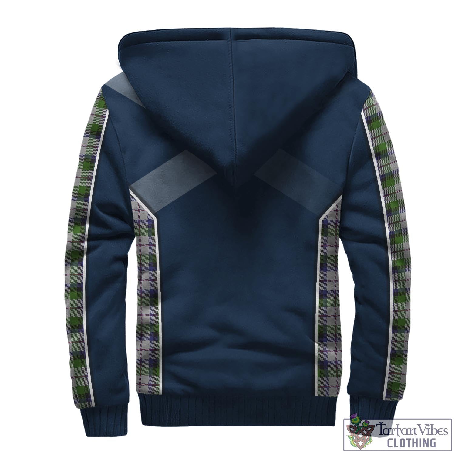 Tartan Vibes Clothing MacNaughton Dress Tartan Sherpa Hoodie with Family Crest and Scottish Thistle Vibes Sport Style