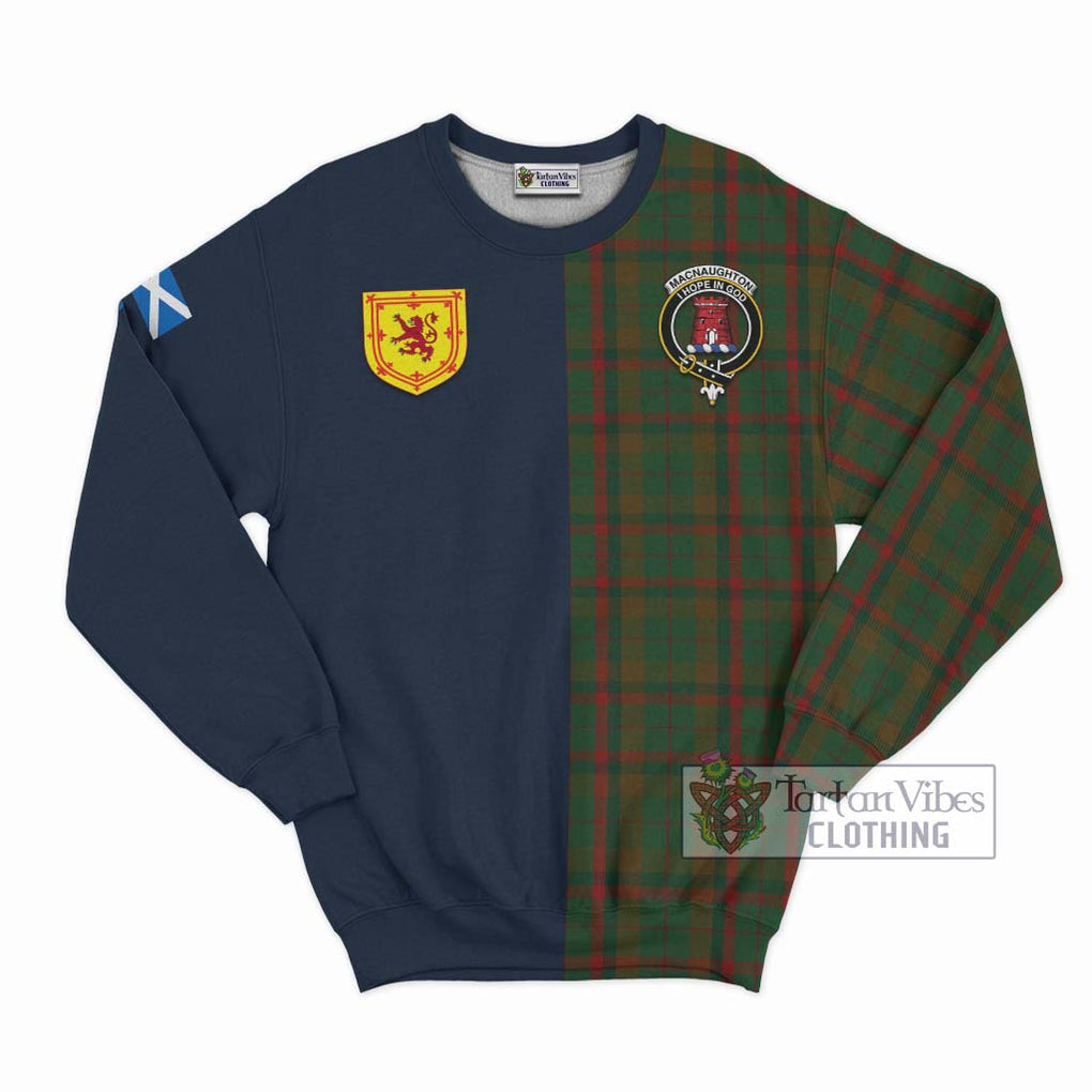 Tartan Vibes Clothing MacNaughton Hunting Tartan Sweatshirt with Scottish Lion Royal Arm Half Style