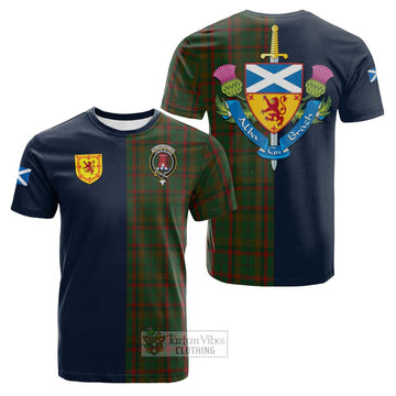 MacNaughton Hunting Tartan Cotton T-shirt Alba with Scottish Lion Royal Arm Half Style