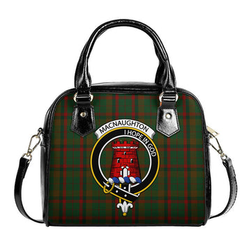 Macnaughton Hunting Tartan Shoulder Handbags with Family Crest