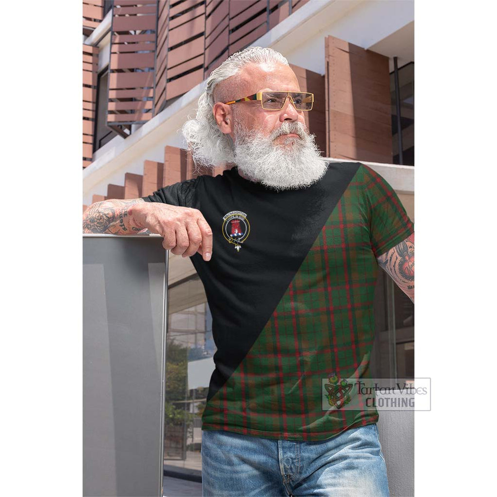 Tartan Vibes Clothing MacNaughton Hunting Tartan Cotton T-shirt with Family Crest and Military Logo Style