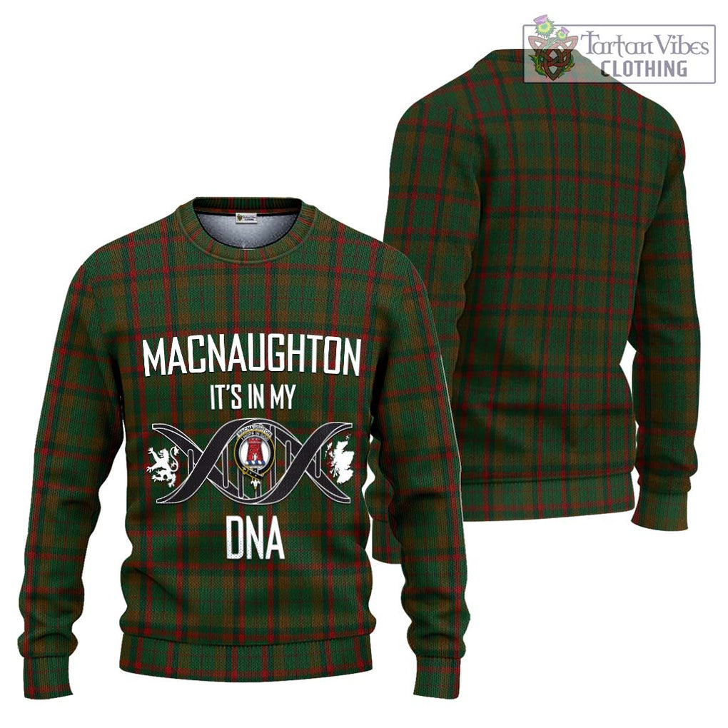 MacNaughton Hunting Tartan Knitted Sweater with Family Crest DNA In Me Style Unisex - Tartanvibesclothing Shop