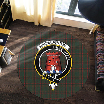 Macnaughton Hunting Tartan Round Rug with Family Crest