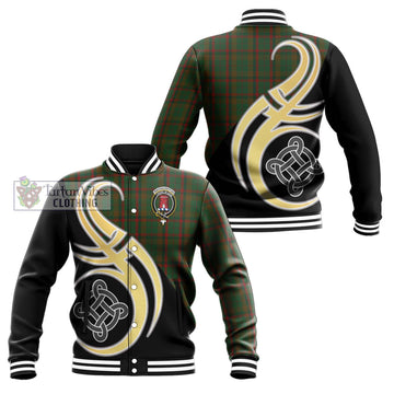 MacNaughton Hunting Tartan Baseball Jacket with Family Crest and Celtic Symbol Style