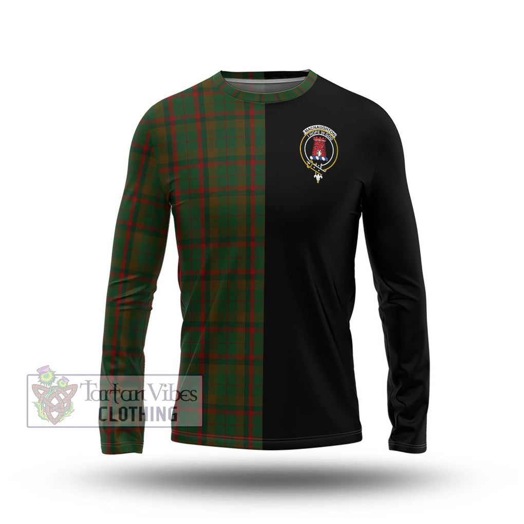 MacNaughton Hunting Tartan Long Sleeve T-Shirt with Family Crest and Half Of Me Style Unisex - Tartanvibesclothing Shop