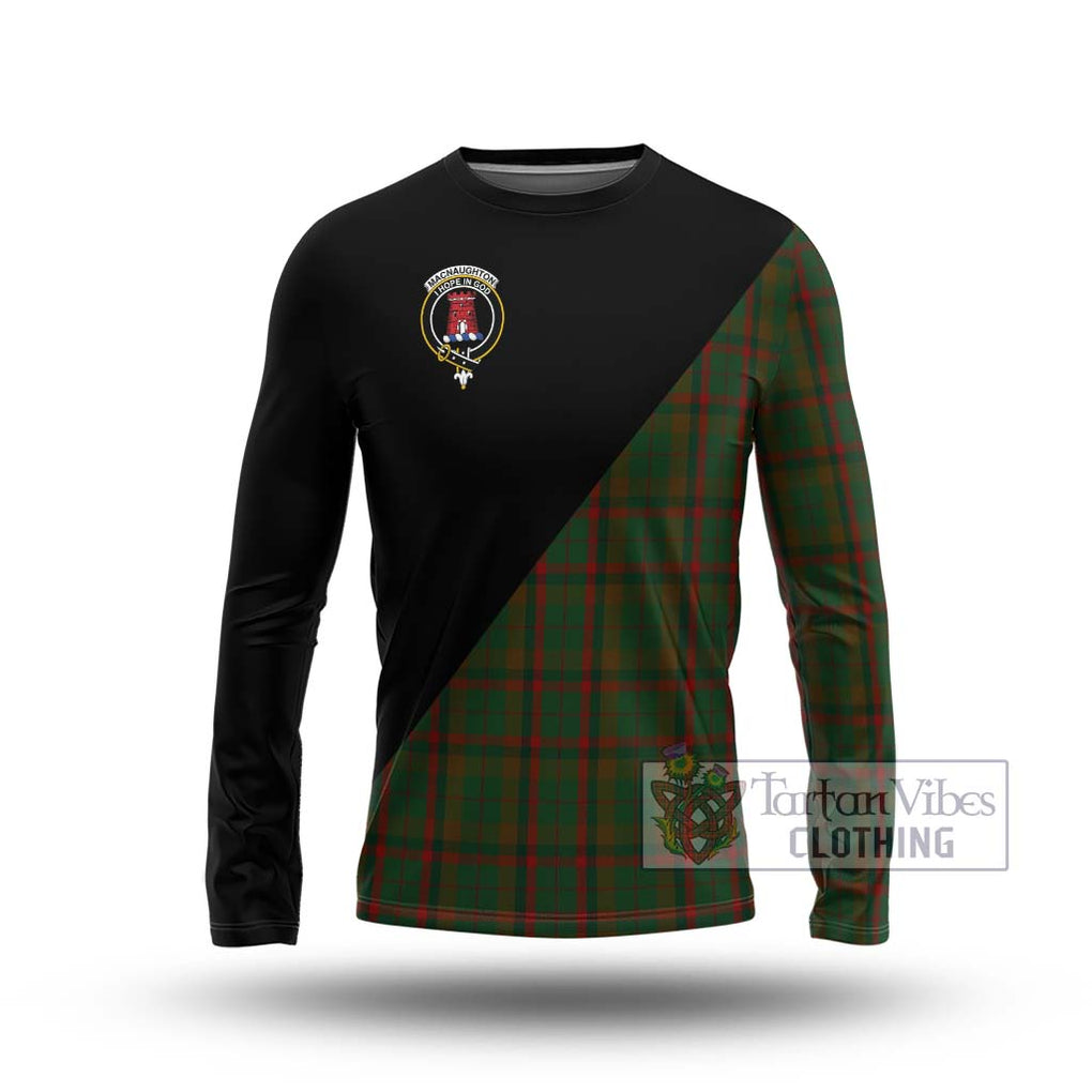 MacNaughton Hunting Tartan Long Sleeve T-Shirt with Family Crest and Military Logo Style Unisex - Tartanvibesclothing Shop