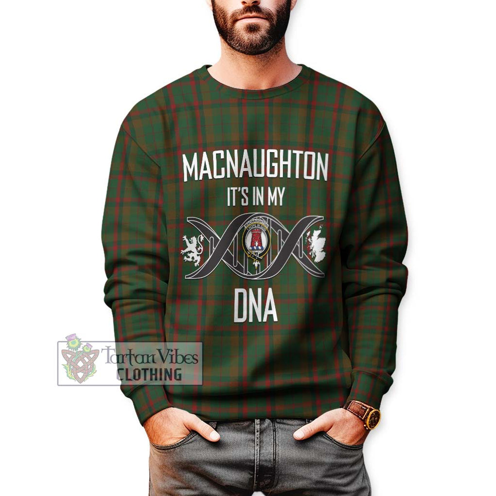 MacNaughton Hunting Tartan Sweatshirt with Family Crest DNA In Me Style Unisex - Tartanvibesclothing Shop