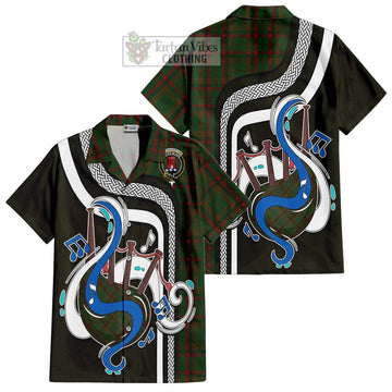 MacNaughton Hunting Tartan Short Sleeve Button Shirt with Epic Bagpipe Style