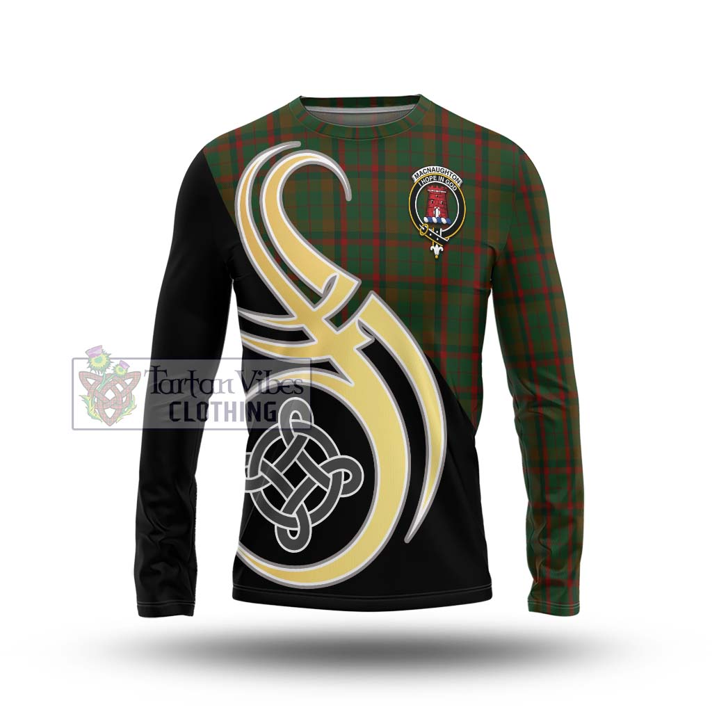 MacNaughton Hunting Tartan Long Sleeve T-Shirt with Family Crest and Celtic Symbol Style Unisex - Tartan Vibes Clothing