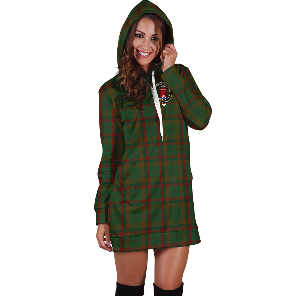 Macnaughton Hunting Tartan Hoodie Dress with Family Crest - Tartan Vibes Clothing