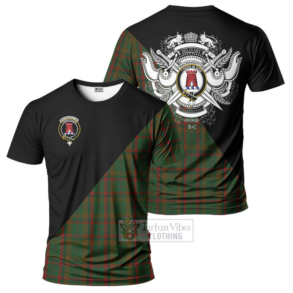 MacNaughton Hunting Tartan T-Shirt with Family Crest and Military Logo Style Kid's Shirt - Tartanvibesclothing Shop