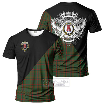 MacNaughton Hunting Tartan T-Shirt with Family Crest and Military Logo Style