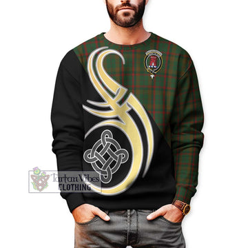 MacNaughton Hunting Tartan Sweatshirt with Family Crest and Celtic Symbol Style