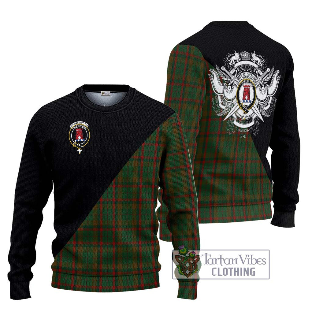 MacNaughton Hunting Tartan Knitted Sweater with Family Crest and Military Logo Style Unisex - Tartanvibesclothing Shop