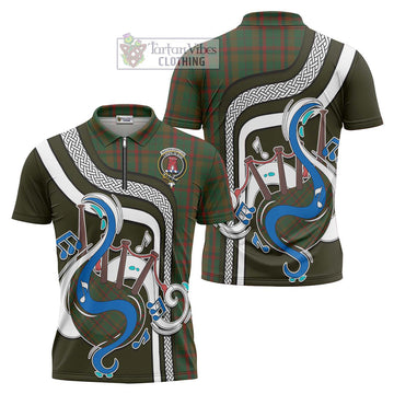 MacNaughton Hunting Tartan Zipper Polo Shirt with Epic Bagpipe Style