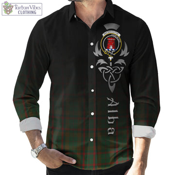 Macnaughton Hunting Tartan Long Sleeve Button Up Featuring Alba Gu Brath Family Crest Celtic Inspired