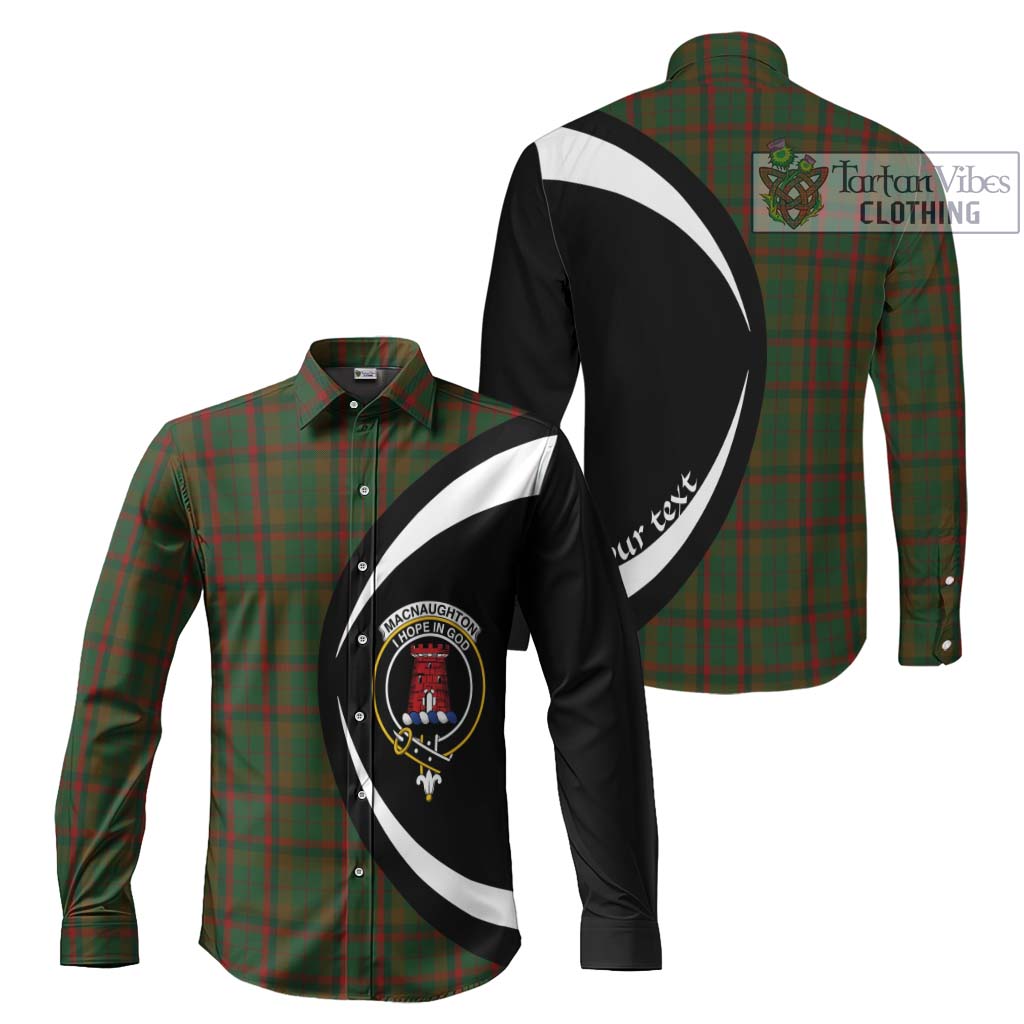 MacNaughton Hunting Tartan Long Sleeve Button Up with Family Crest Circle Style Men's Shirt S - Tartan Vibes Clothing