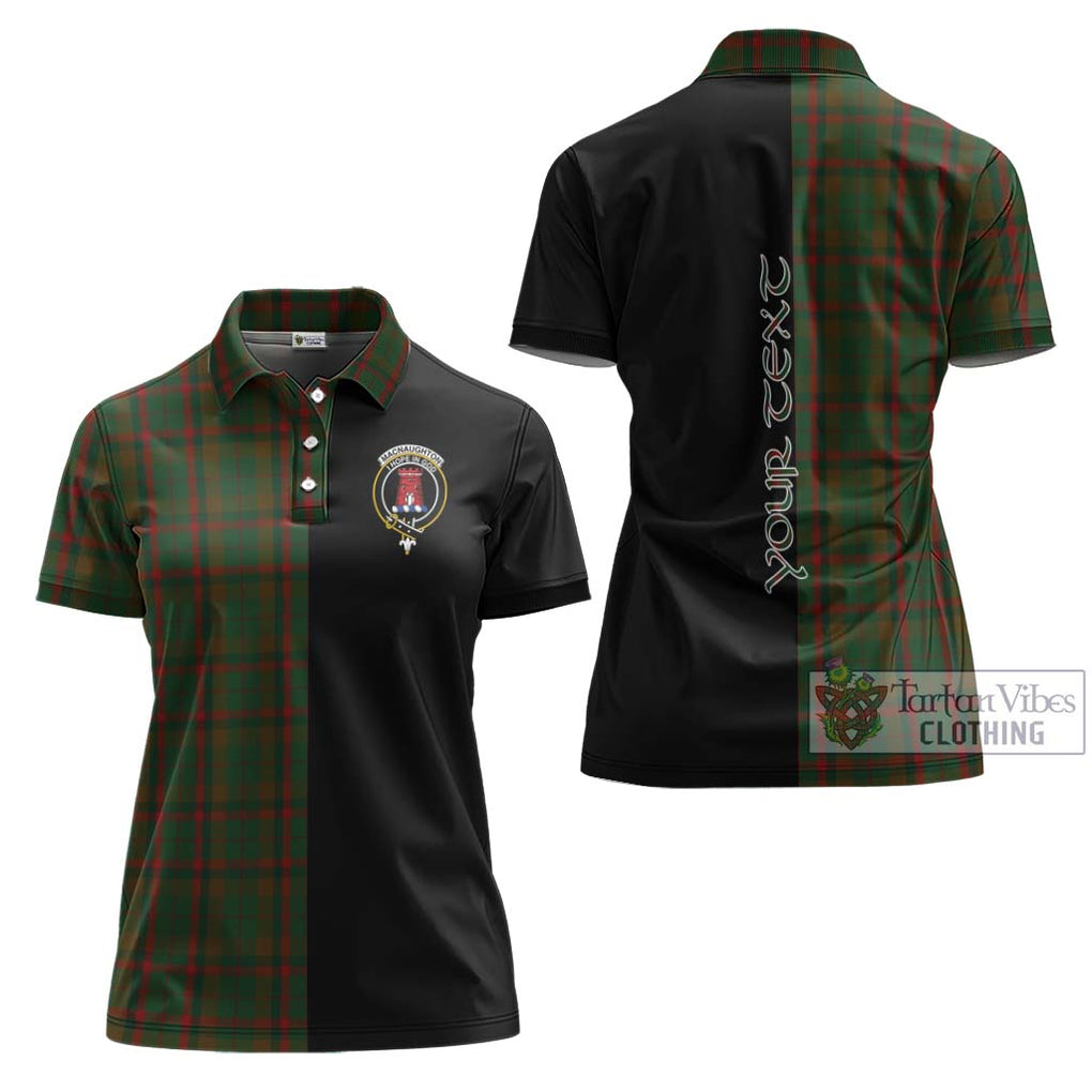 MacNaughton Hunting Tartan Women's Polo Shirt with Family Crest and Half Of Me Style Women - Tartanvibesclothing Shop