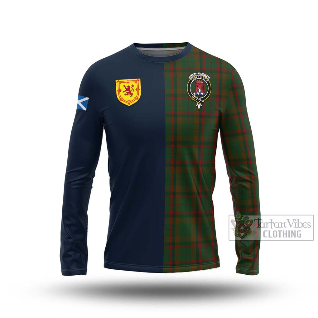 Tartan Vibes Clothing MacNaughton Hunting Tartan Long Sleeve T-Shirt with Scottish Lion Royal Arm Half Style