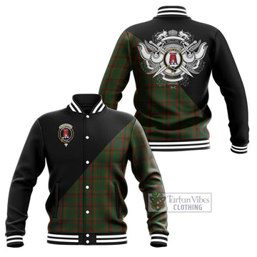 MacNaughton Hunting Tartan Baseball Jacket with Family Crest and Military Logo Style