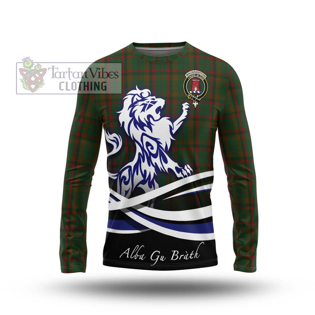 MacNaughton Hunting Tartan Long Sleeve T-Shirt with Alba Gu Brath Regal Lion Emblem Unisex - Tartanvibesclothing Shop