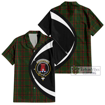 MacNaughton Hunting Tartan Short Sleeve Button Up with Family Crest Circle Style