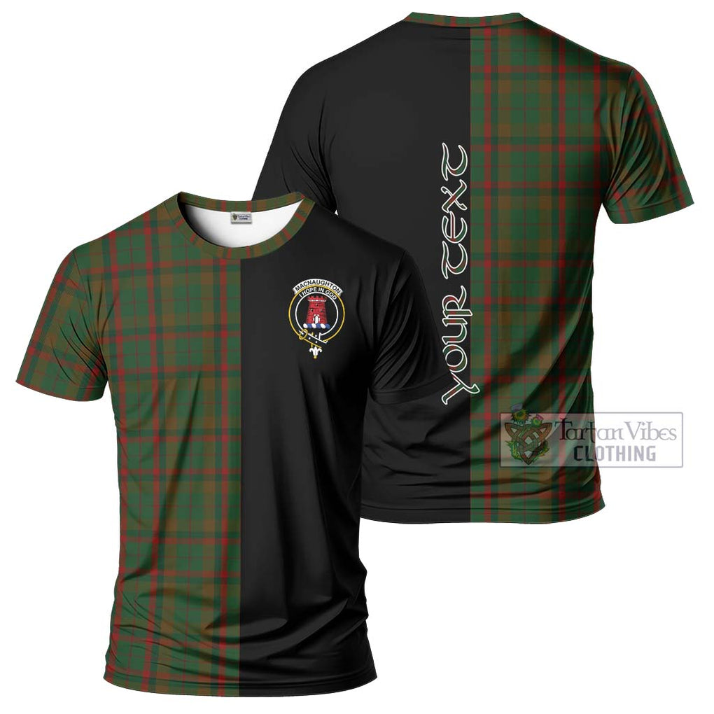 MacNaughton Hunting Tartan T-Shirt with Family Crest and Half Of Me Style Kid's Shirt - Tartanvibesclothing Shop