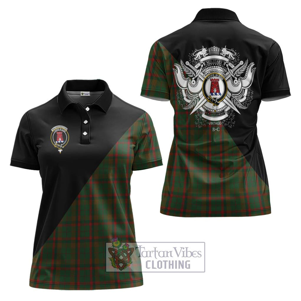 MacNaughton Hunting Tartan Women's Polo Shirt with Family Crest and Military Logo Style Women - Tartanvibesclothing Shop