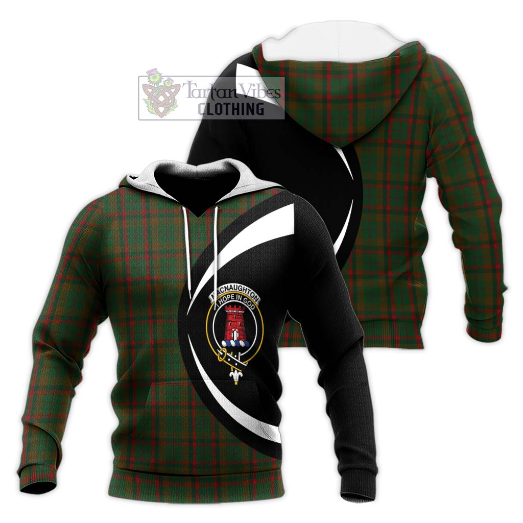 MacNaughton Hunting Tartan Knitted Hoodie with Family Crest Circle Style Unisex Knitted Pullover Hoodie - Tartan Vibes Clothing