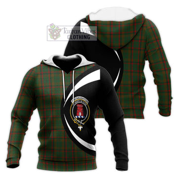 MacNaughton Hunting Tartan Knitted Hoodie with Family Crest Circle Style