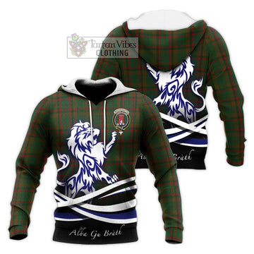 MacNaughton Hunting Tartan Knitted Hoodie with Alba Gu Brath Regal Lion Emblem