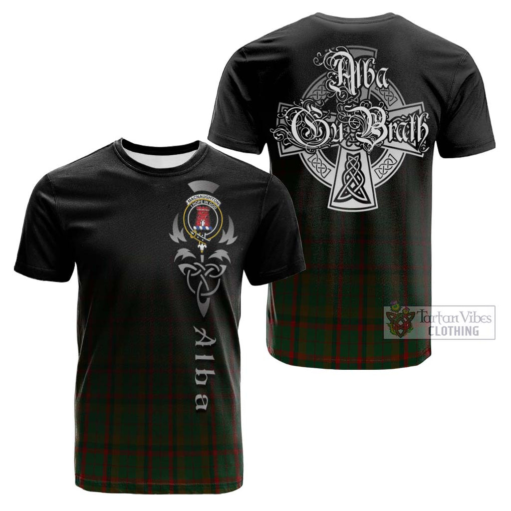 Tartan Vibes Clothing MacNaughton Hunting Tartan Cotton T-shirt Featuring Alba Gu Brath Family Crest Celtic Inspired