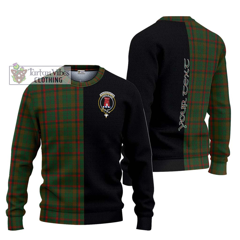 MacNaughton Hunting Tartan Knitted Sweater with Family Crest and Half Of Me Style Unisex - Tartanvibesclothing Shop