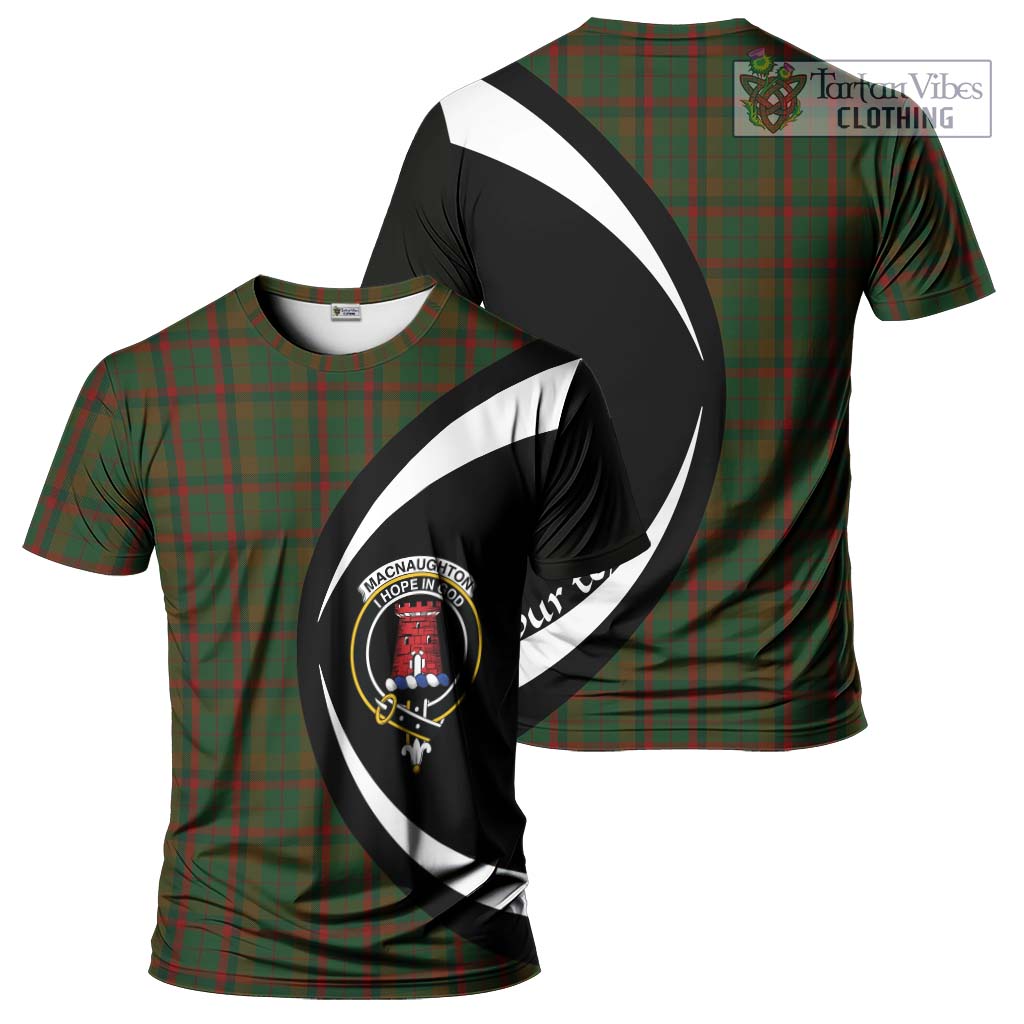 Tartan Vibes Clothing MacNaughton Hunting Tartan T-Shirt with Family Crest Circle Style