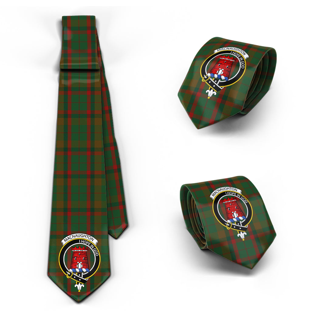 Macnaughton Hunting Tartan Classic Necktie with Family Crest Necktie One Size - Tartan Vibes Clothing