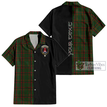 MacNaughton Hunting Tartan Short Sleeve Button Shirt with Family Crest and Half Of Me Style