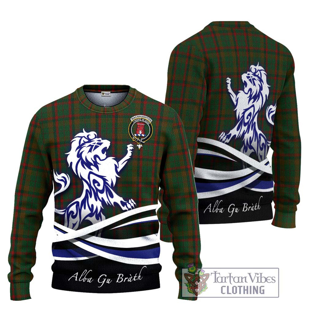 MacNaughton Hunting Tartan Knitted Sweater with Alba Gu Brath Regal Lion Emblem Unisex - Tartanvibesclothing Shop