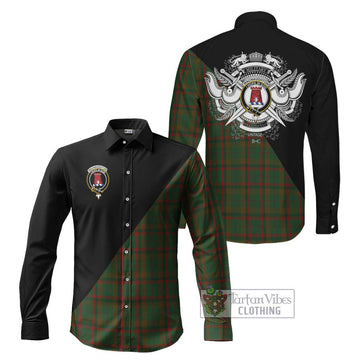 MacNaughton Hunting Tartan Long Sleeve Button Shirt with Family Crest and Military Logo Style