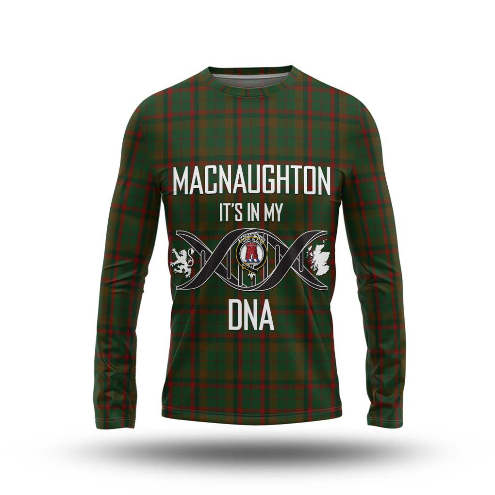 MacNaughton Hunting Tartan Long Sleeve T-Shirt with Family Crest DNA In Me Style Unisex - Tartanvibesclothing Shop