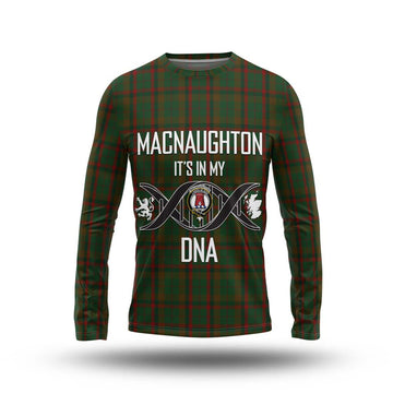 MacNaughton Hunting Tartan Long Sleeve T-Shirt with Family Crest DNA In Me Style