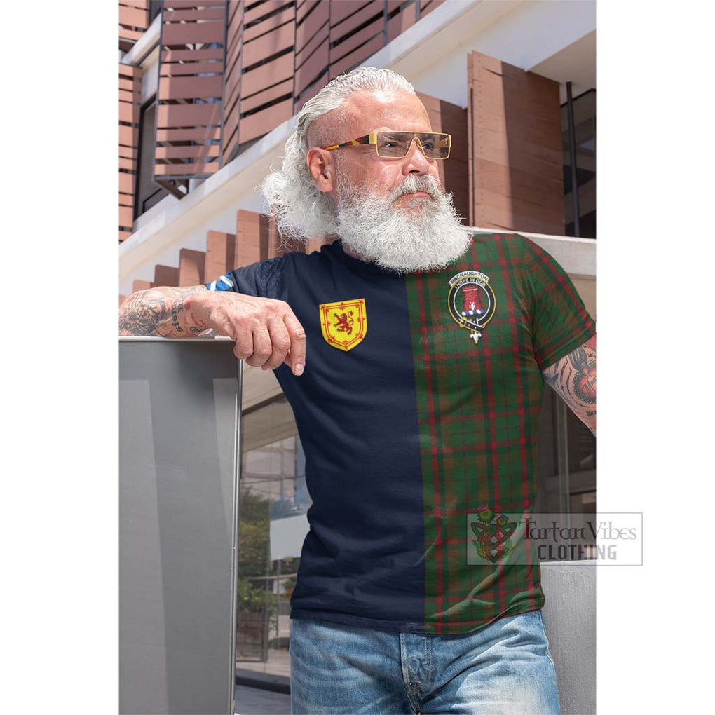 Tartan Vibes Clothing MacNaughton Hunting Tartan Cotton T-shirt with Scottish Lion Royal Arm Half Style