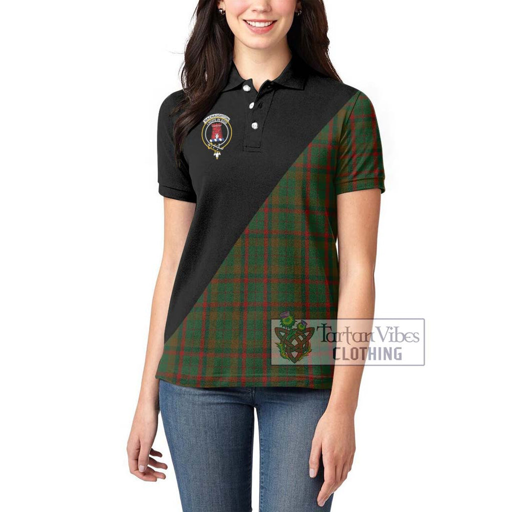 MacNaughton Hunting Tartan Women's Polo Shirt with Family Crest and Military Logo Style - Tartanvibesclothing Shop