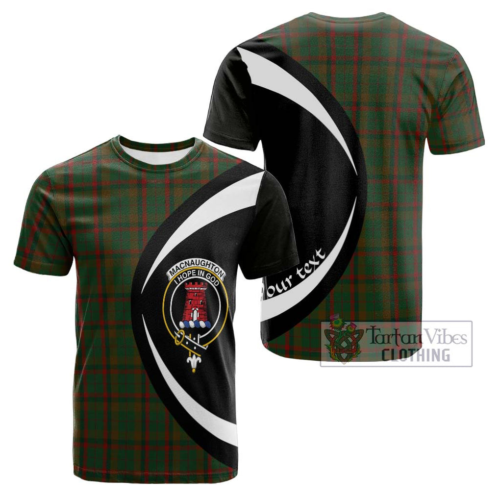 Tartan Vibes Clothing MacNaughton Hunting Tartan Cotton T-shirt with Family Crest Circle Style