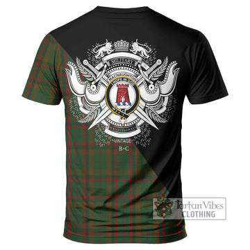 MacNaughton Hunting Tartan T-Shirt with Family Crest and Military Logo Style