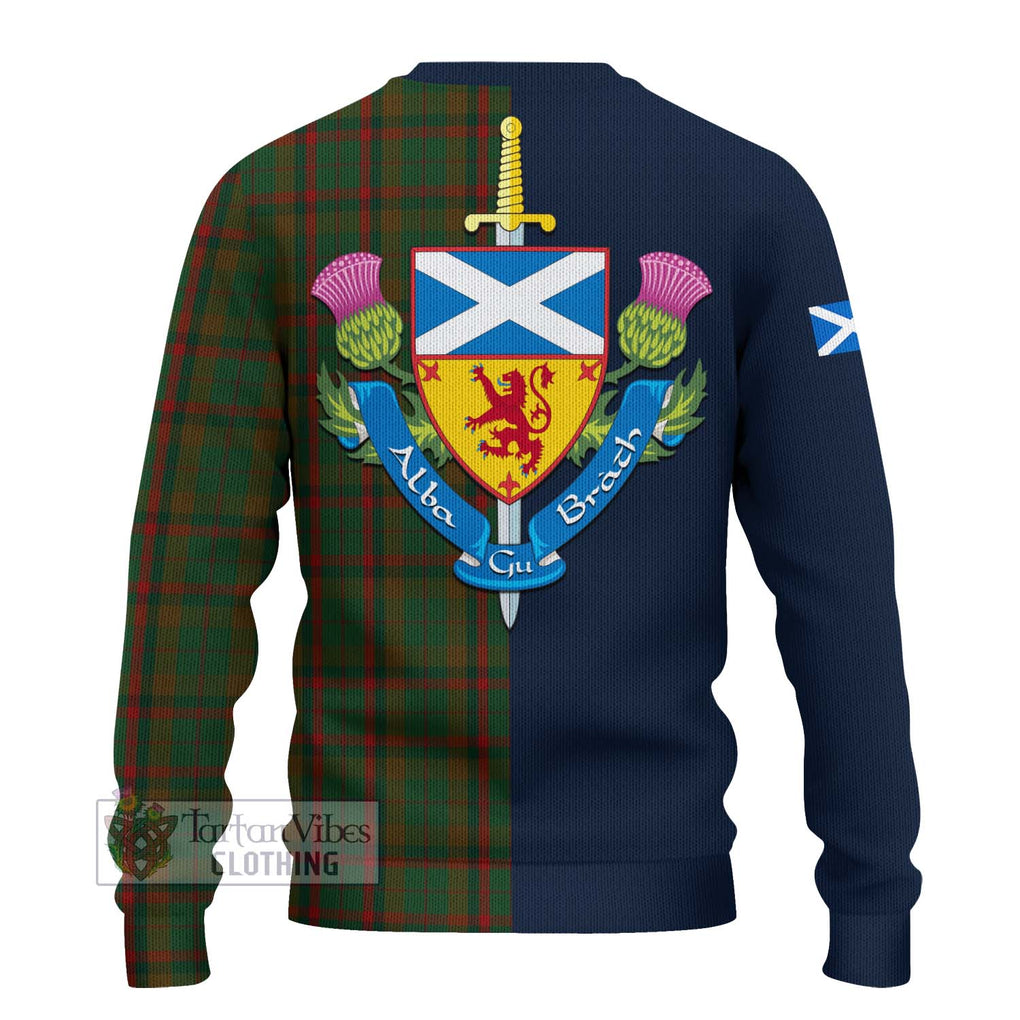 Tartan Vibes Clothing MacNaughton Hunting Tartan Knitted Sweater with Scottish Lion Royal Arm Half Style