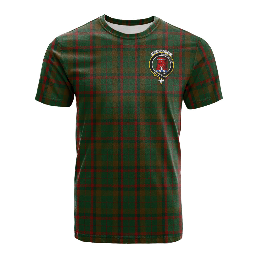 Macnaughton Hunting Tartan T-Shirt with Family Crest - Tartan Vibes Clothing