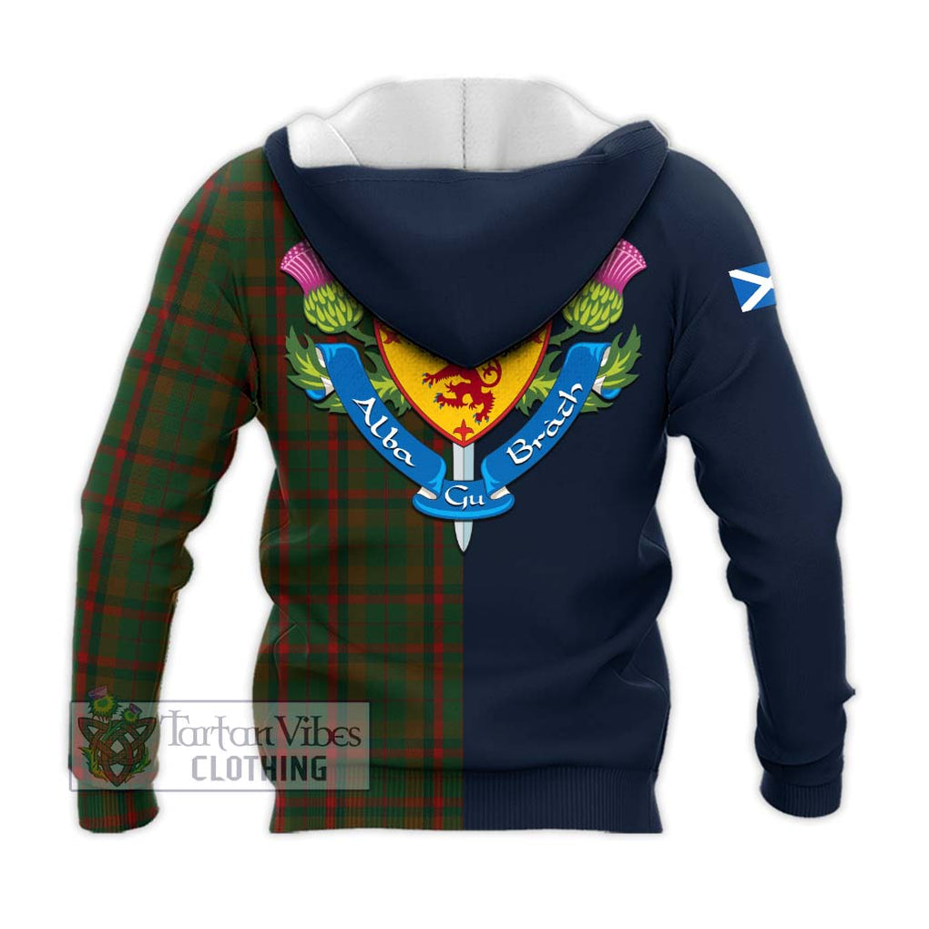 Tartan Vibes Clothing MacNaughton Hunting Tartan Knitted Hoodie with Scottish Lion Royal Arm Half Style